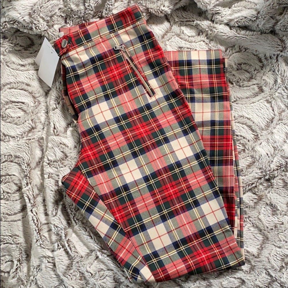 Plaid skinny pants